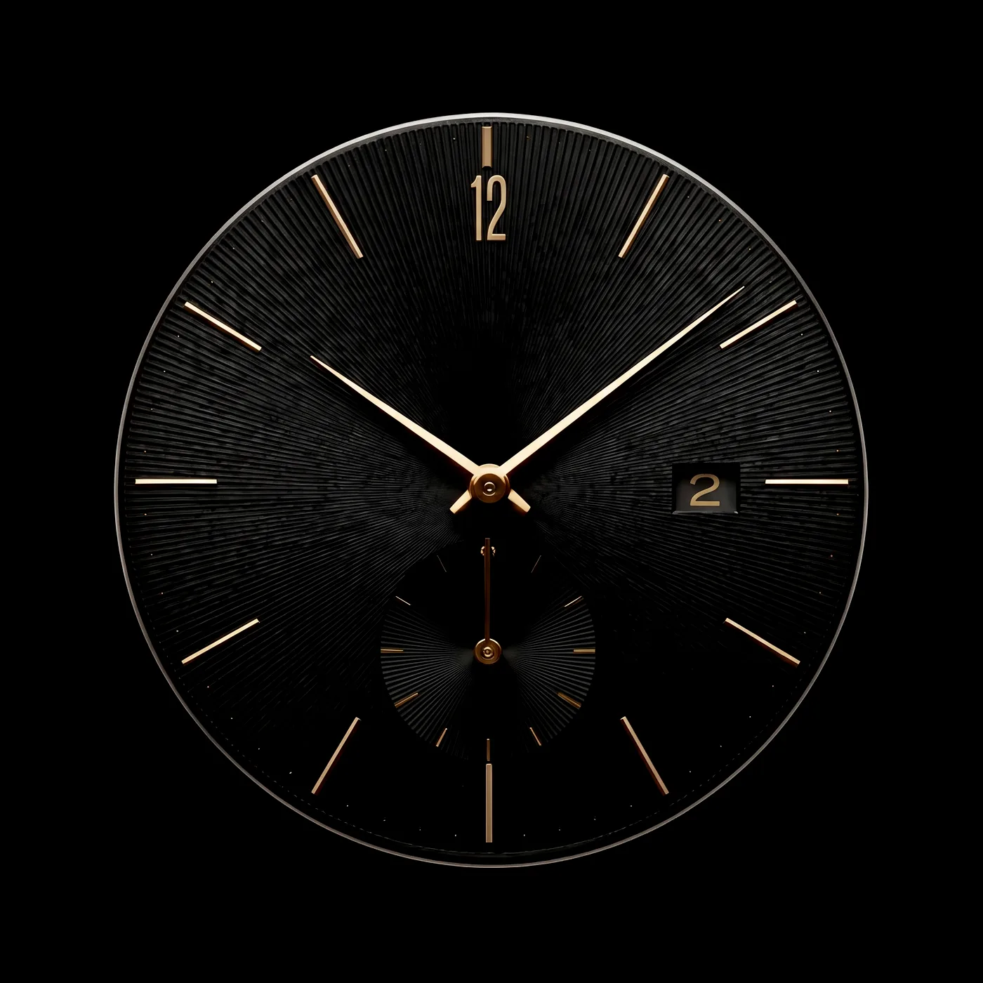Black guilloché dial with gold markers